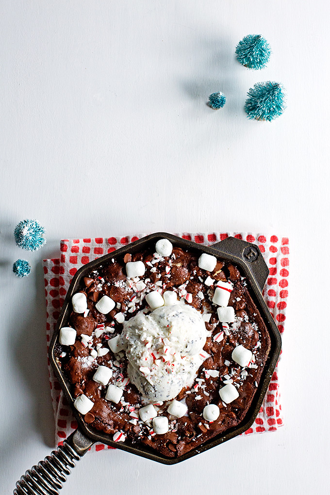 Candy Cane Marshmallow Skillet Brownie by @cindyr