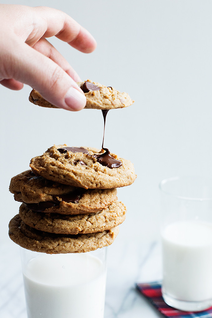 Salted Almond Butter Chocolate Chip Cookies by @cindyr