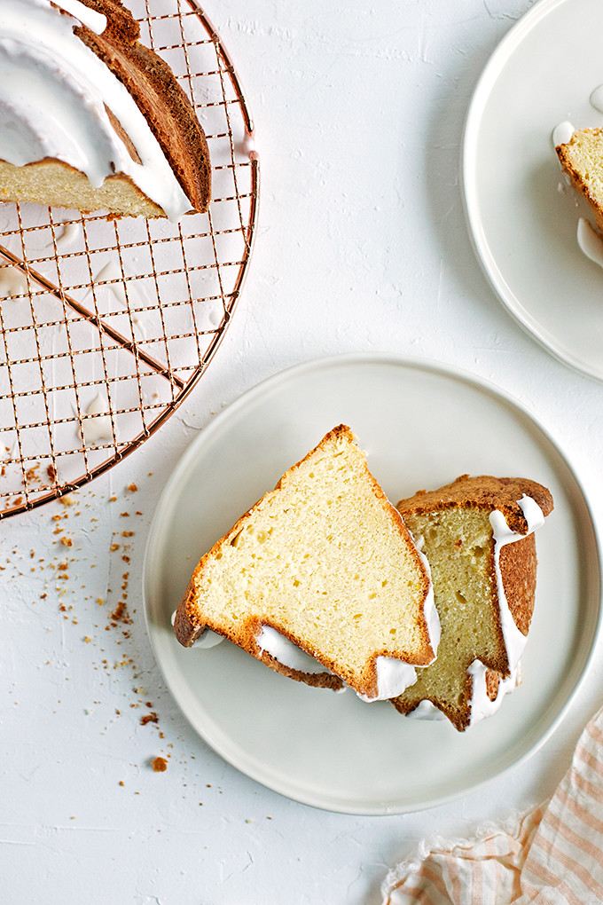 Meyer Lemon and Vanilla Pound Cake with Sour Cream Icing