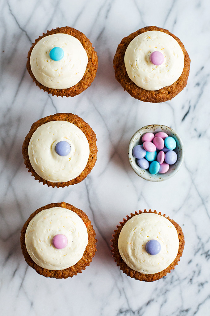 Carrot Cupcakes with Orange & Vanilla Bean Cream Cheese Frosting