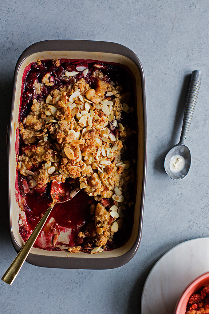 Apple + Marionberry Marzipan Crumble