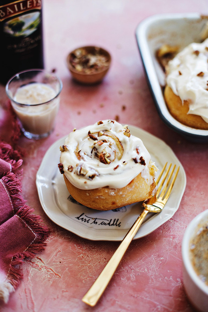  Chai Spice Rolls with Baileys Frosting and Pecans